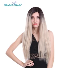 Moda& Mode Yaki прямые бразильские волосы синтетический парик на кружеве 2" 613 Омбре парик часть Высокая температура волокна волос