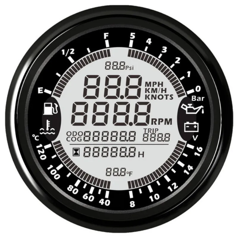 85 мм 6 в 1 Многофункциональный gps Спидометр Gague Тахометр уровень топлива температура воды давление масла для мотоцикла yatch 12 В 24 В - Цвет: 12V 0-10Bar BN