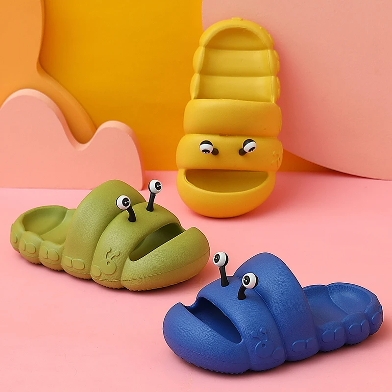 Toddler Baby Slippers Boys Girls Caterpillar Antikid Kids Shoes With Baotou Slides Summer Sandals Cute Cartoon Beach Flip Shoe girls leather shoes