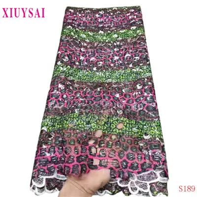 African Lace Fabric High Quality Lace Printing Flower Cord Lace Punch cotton Fabric For Nigerian Wedding lace fabric S190 - Color: as picture 04