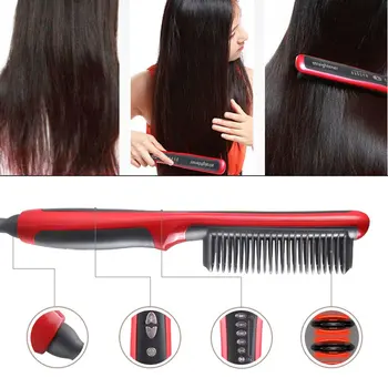 

Hair Straightener Durable Electric Straight Hair Comb Brush LCD Heated Ceramic Hair Straightening Brush EU/US Plug