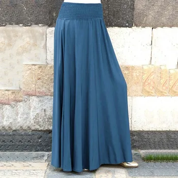 

Spring summer Skirts womens 2020 High Waist Women Fashion Elastic Waist Solid Pleated Skirt Vintage A-line Loose Long Skirts new