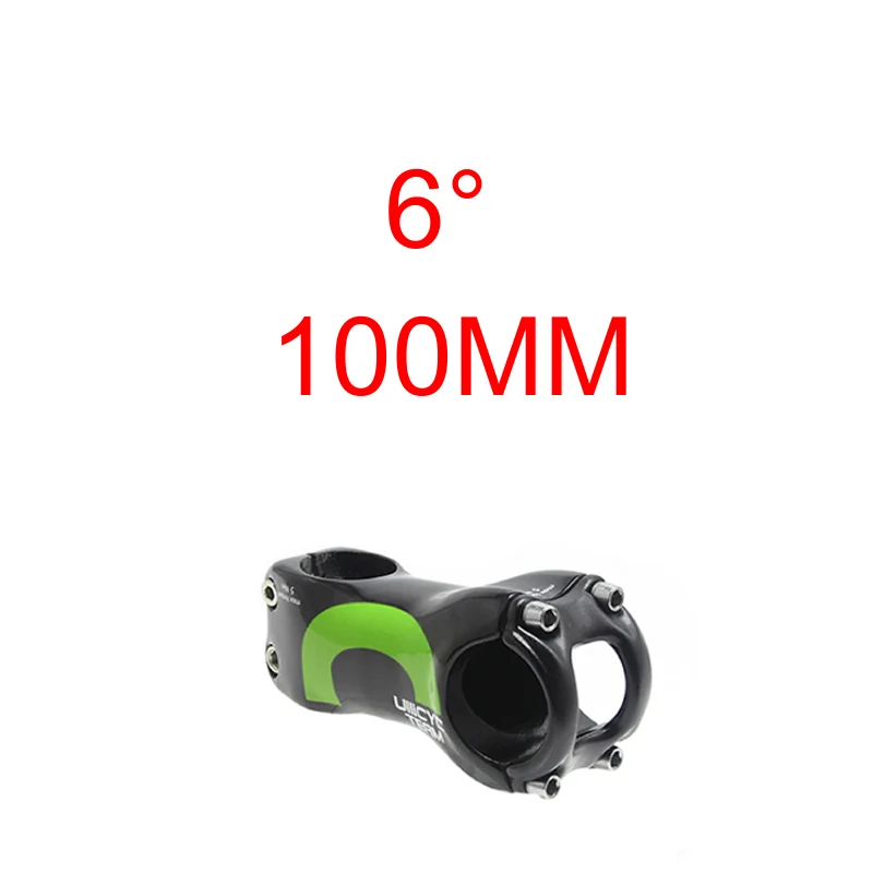 Green 6 Degree 100mm Ullicyc блеск для губ 6 градусов полностью из углеродного волокна, велосипедный вынос руля дорога/MTB углеродная стойка вынос руля велосипеда Запчасти угол 6 70/80/90/100/110/120 мм - Цвет: Green 6 Degree 100mm