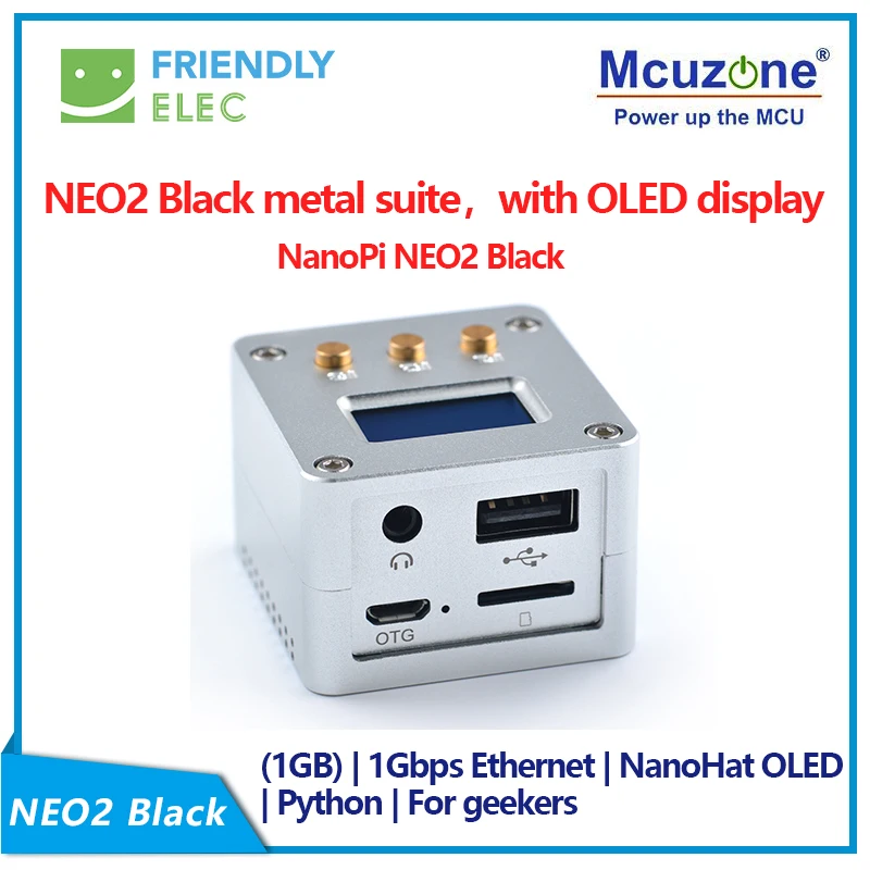 

NanoPi NEO2 Black CNC, RainBox Ralnbox iphone jailbreaking hardware , with NanoHat OLED display micro usb 16GB TF