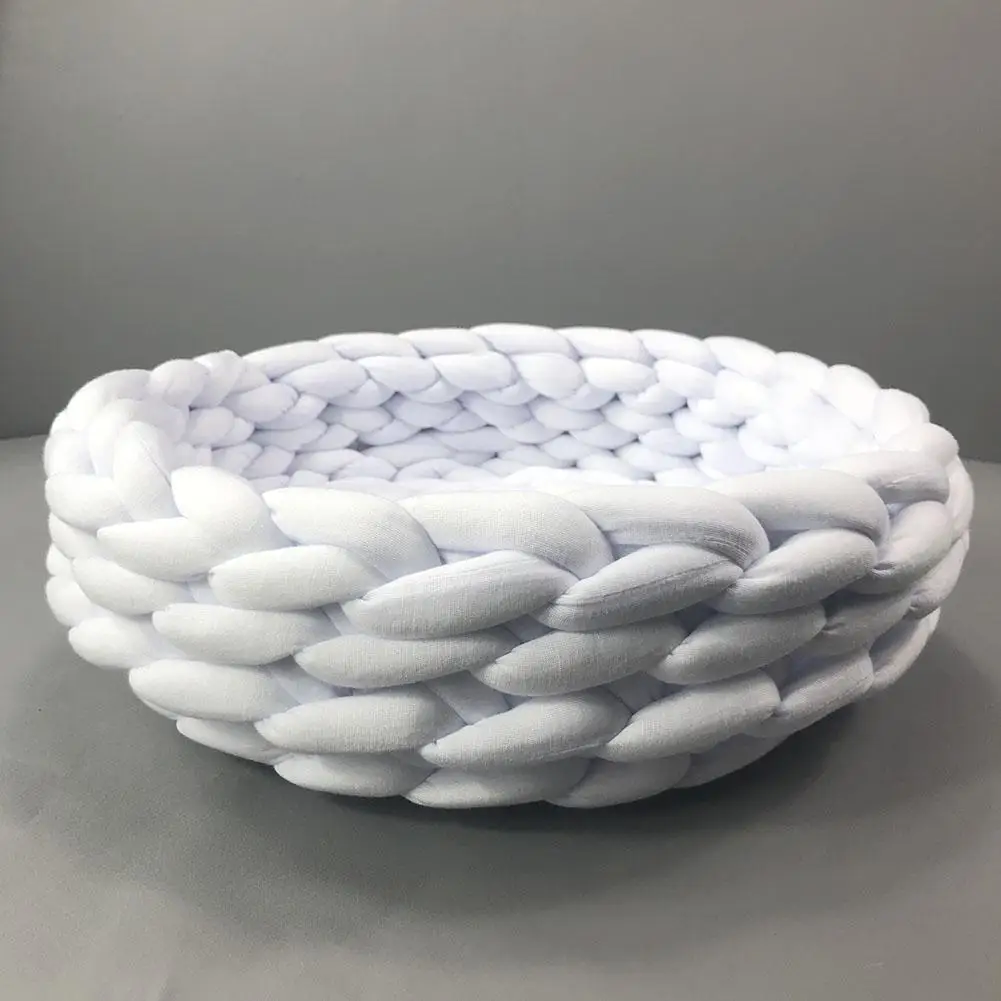 white Pet nest Cave ручная вязка Meachine моющийся сплошной цвет спальное гнездо для маленькой собаки кошки - Цвет: white