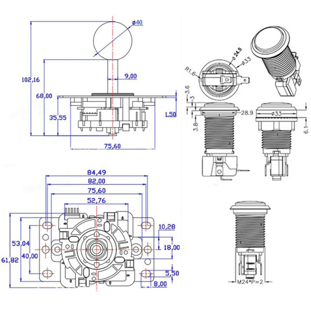 MagiDeal 2 Players Arcade Push Buttons Joystick Controller DIY Accessories Part Arcade Buttons and Joystick Kit