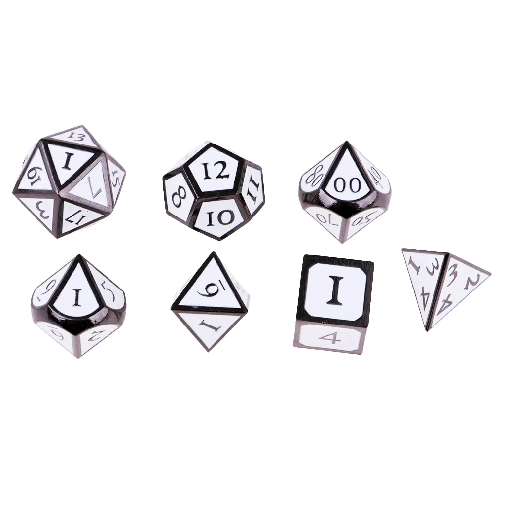 New 7-sided D \u0026 D Dice D4 D6 D8 D10 D12 D20 Board Game White