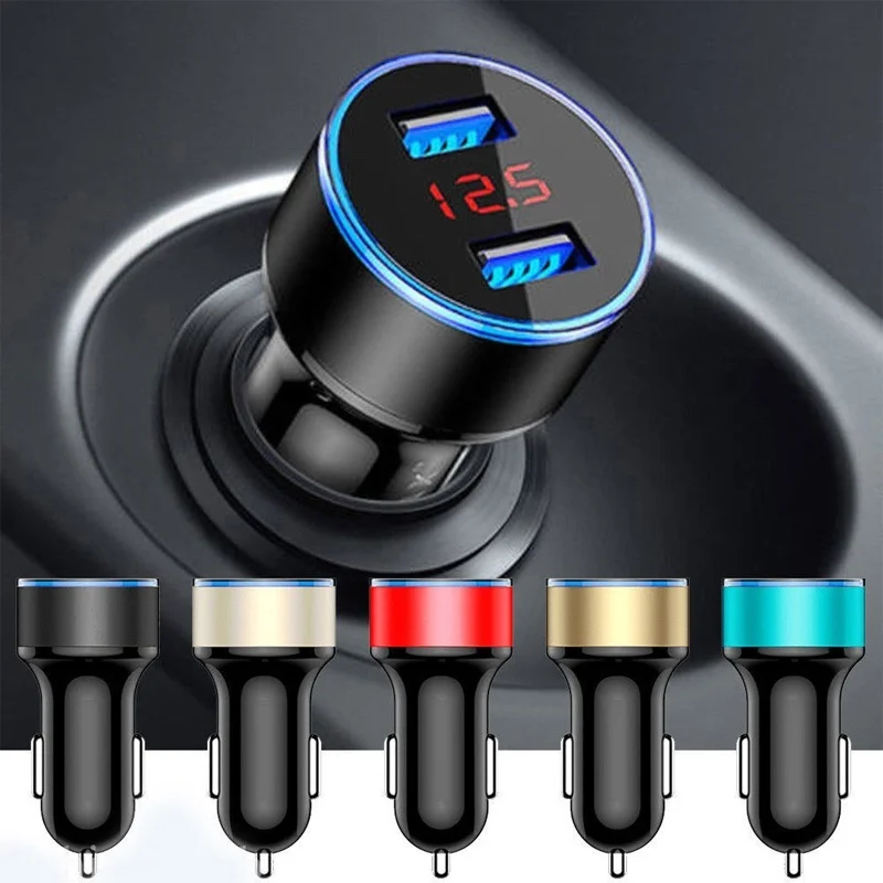 

Universal 3.1A Dual USB LCD Car Charger with Blue Indicator Light Multi Protection for 12V/24V Vehicles