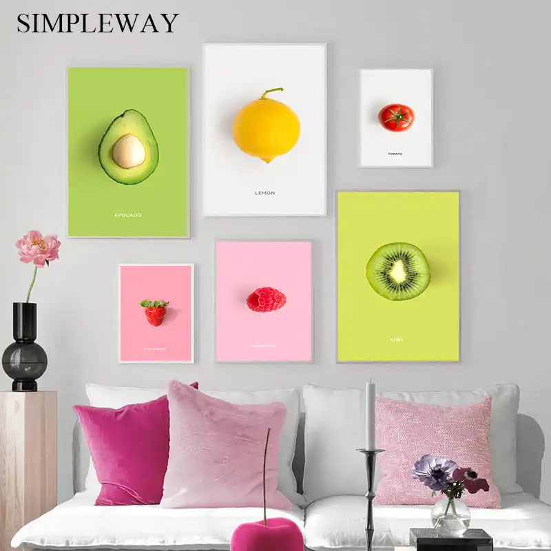 Fruit Vegetable Botanical Canvas Kitchen Poster Food Wall Art Print Minimalist Painting Creative Picture Dining Room Decoration Painting Calligraphy Aliexpress