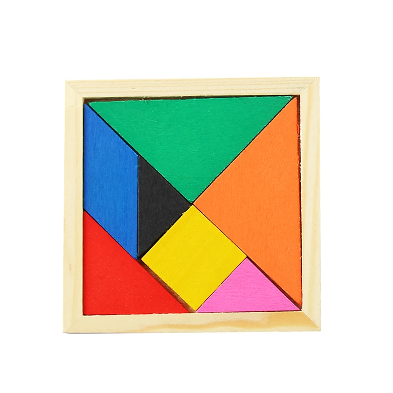 Горячая Деревянный Tangram 7 частей головоломки красочный квадрат IQ игра головоломка интеллектуальные Обучающие игрушки для детей подарок