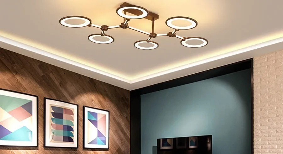 Кофе золото светодиодный LED люстры лампы для мотоциклов для гостиная спальня затемнения дистанционное управление акрил яркий освещение в