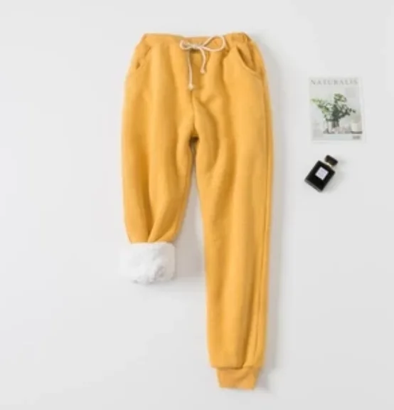 Geel Зима verdikking fluwelen Повседневный Stiksels Comfy Joggingbroek досуг удобные кашемировые теплые брюки пижамы - Цвет: Geel