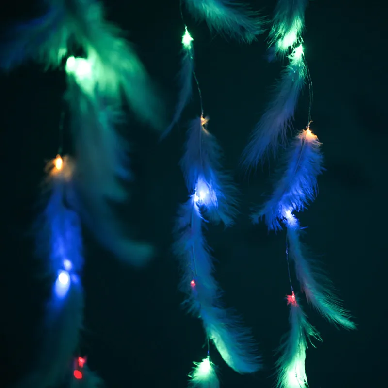 Сказочный занавес светодиодный светильник, гирлянда, светильник s 3x3 м, Рождественский декоративный светодиодный светильник, рождественские, вечерние, для сада, свадьбы, спальни, INS, с перьями, светильник - Цвет: Синий