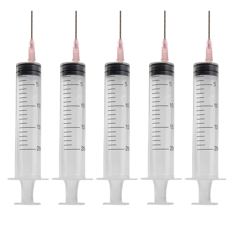 

5Pcs Plastic Syringe Injector 20ml with Needles Liquid Vaporizer Spraying Rubber Pistons For Filling and Mixing of Liquids