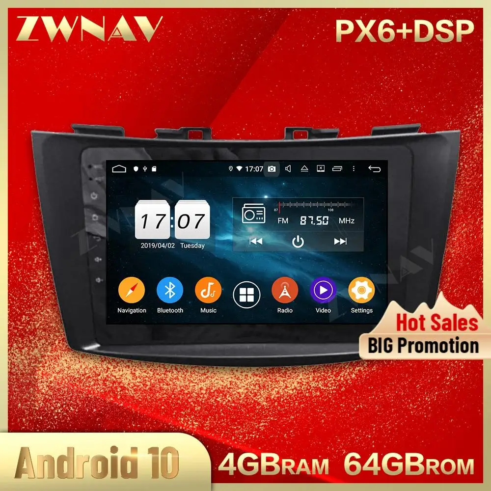 2 din Android 10 0 экран Автомобильный мультимедийный плеер для Suzuki Swift 2013-2017 BT Видео