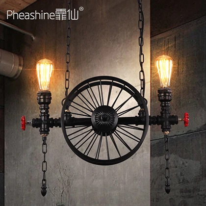 

Loft Retro American Art Industrial Wheel Iron Chandelier Restaurant Bar Lamp hanging lamp