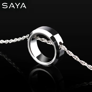

High Polished Tungsten Carbide Pendants Round Shape for Women Men 45cm/50cm Length Chain Necklace