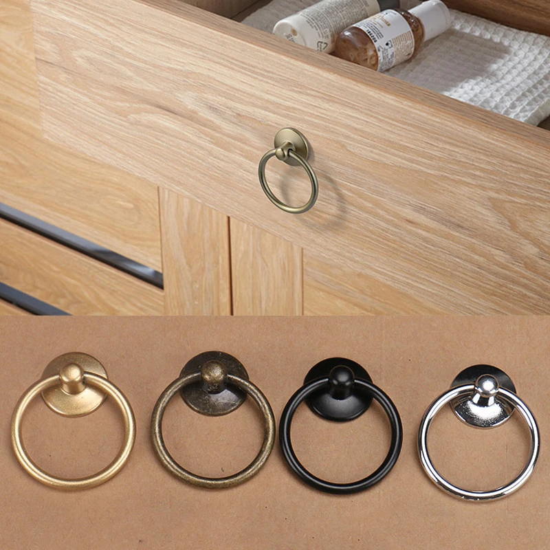 2Pc Vintage Round Ring Furniture Door Pull Handle Alloy Cabinet Dresser Drawer Knobs Cupboard For Jewelry Box | Обустройство дома