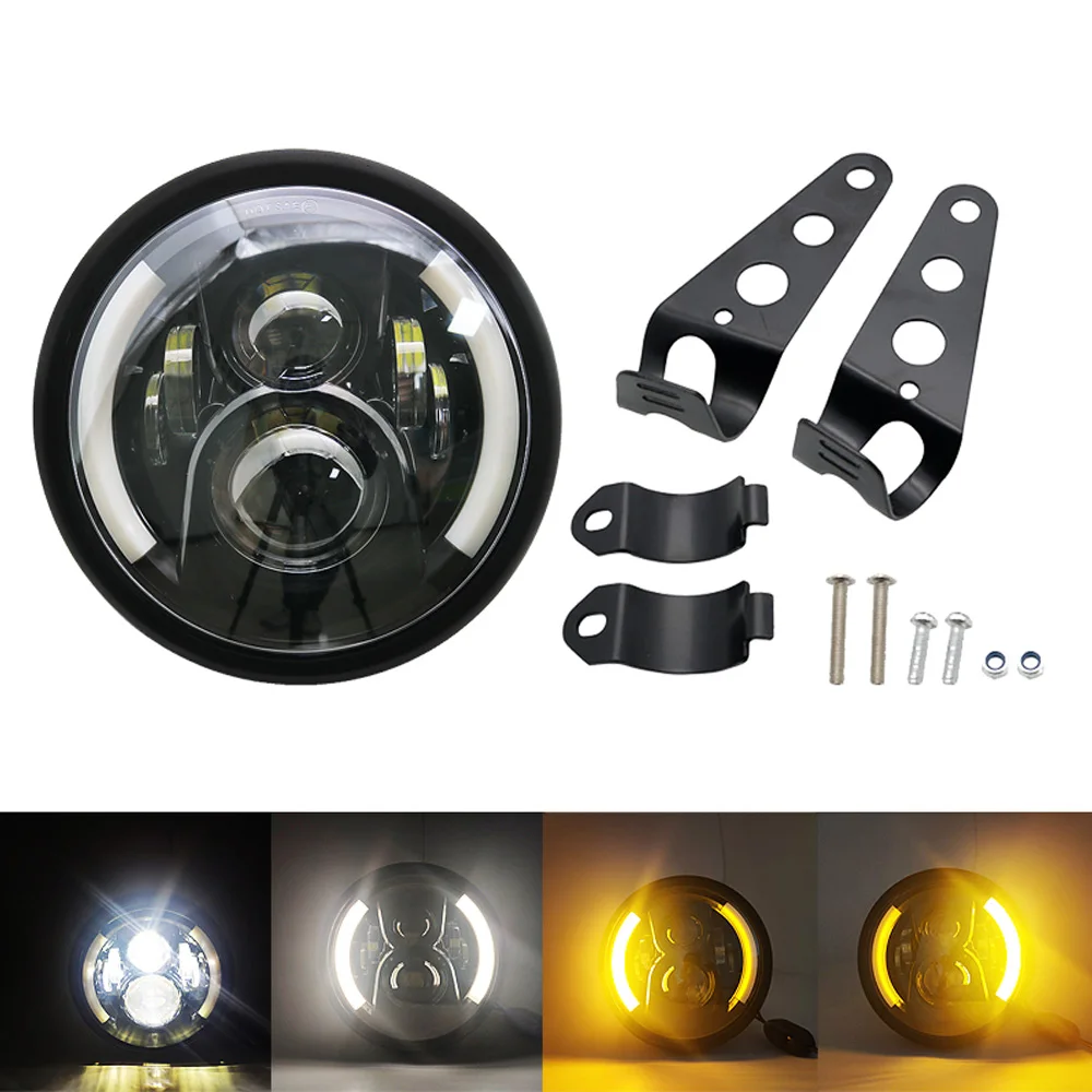 ไฟหน้า LED DRL 7 นิ้ว สำหรับรถจักรยานยนต์