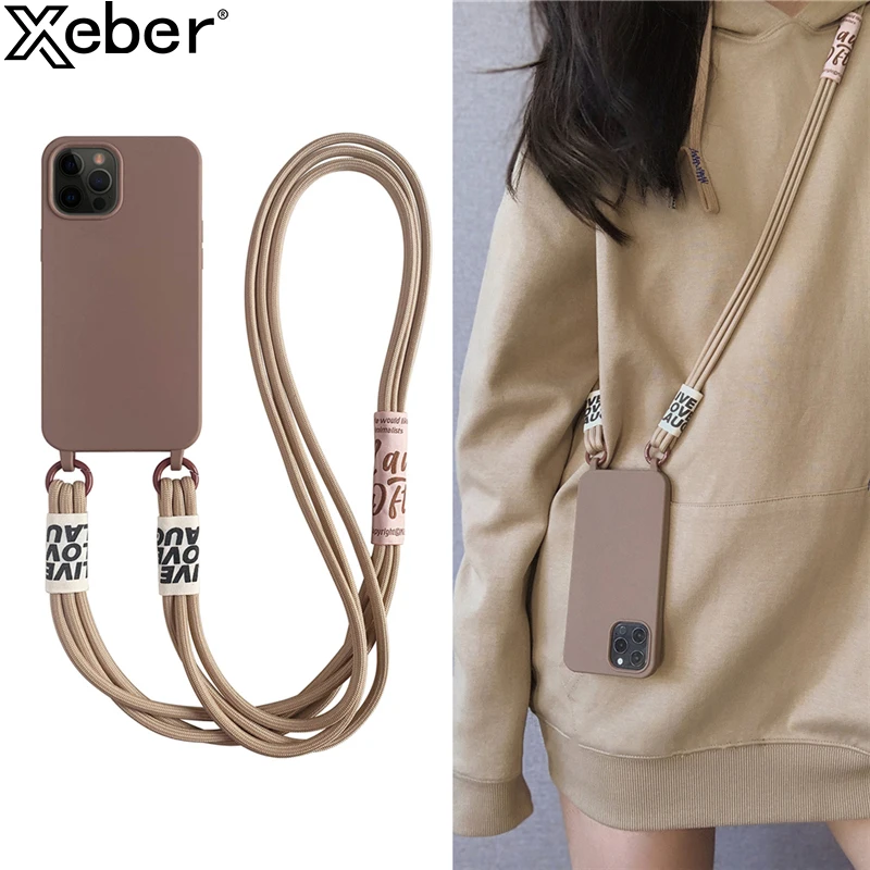 Crossbody Necklace Strap Lanyard Silicone Phone Case For Iphone 13 Pro