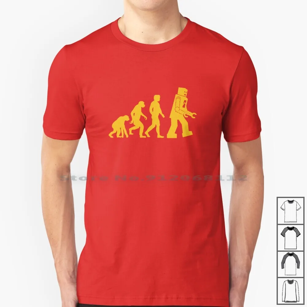 Robot Evolution T Shirt 100% Cotone Evolution Robot Evolution Thealion Thealision Ryan Cooper Man Ape Fun Comedy