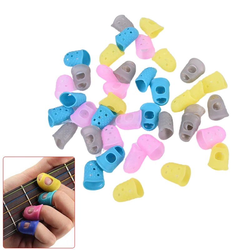 

10pcs Silicone Guitar Thumb Finger Picks Protector Plectrum Fingertip thimble Finger Guard safety protect caps 4 Colors