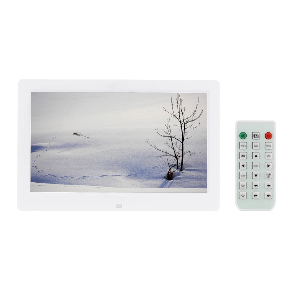 Andoer 10," lcd Цифровая фоторамка альбом будильник MP3 MP4 видеоплеер 1024*600 HD с пультом дистанционного управления - Цвет: Белый