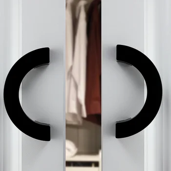 

High Quality Semi-circular Door Handle Wardrobe Desk Knob Bookcase Cabinet Pull Handles American Black Furniture Hardware