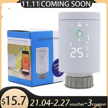 

Smart Radiator Actuator Programmable Thermostatic Radiator Valve Temperature Controller Voice Control via Alexa Tuya ZigBee3.0