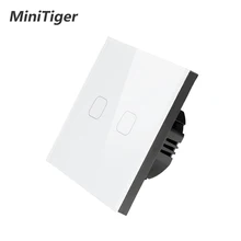 Minitiger стандарт ЕС/Великобритании AC 220-250 В белая Роскошная стеклянная панель 2 комплекта 1 способ сенсорный настенный светильник