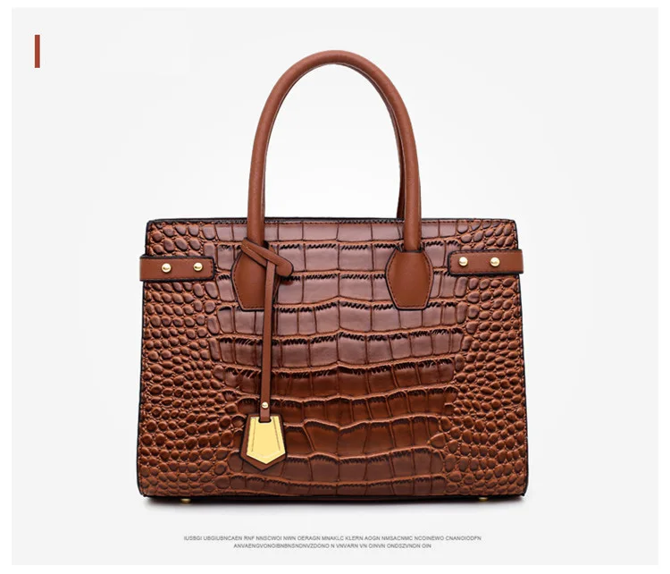 Ladies Crocodile Handbags for Women Luxury Designer Genuine Leather Crossbody Purses Cowhide Top Handle Office Tote Shoulder Bag (18)