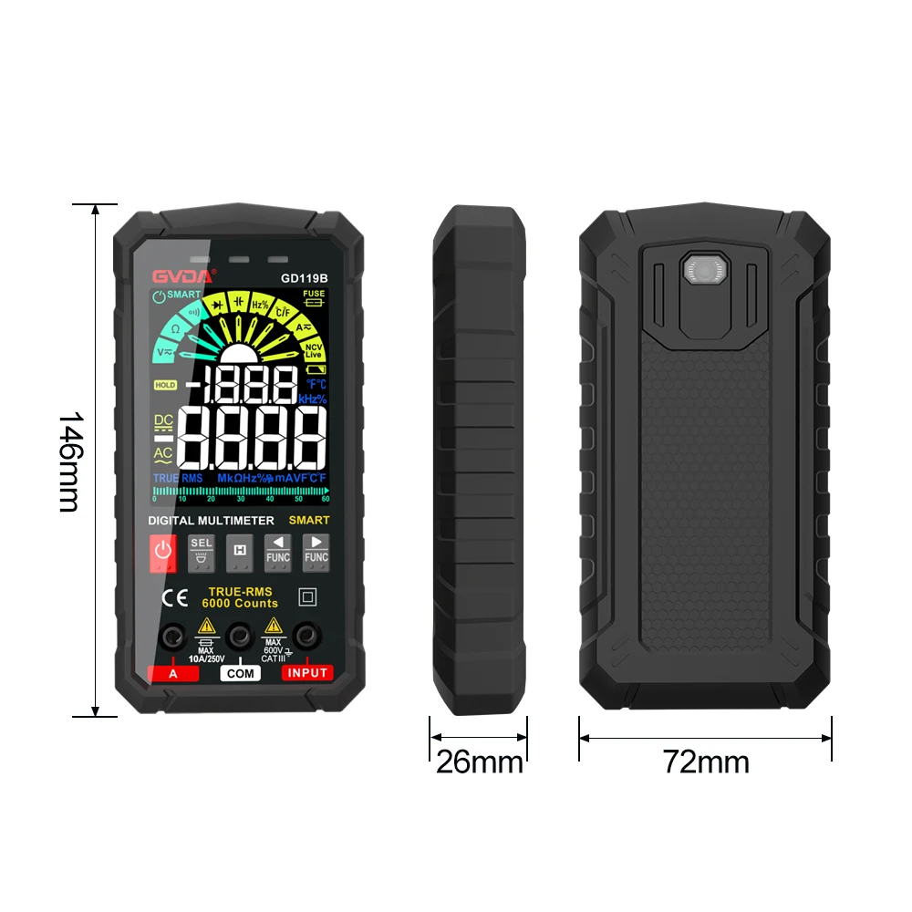 Digital Multimeter Voltage Tester True RMS Capacitor 6000 Counts Transistor Meter AC DC Hz Ohm Tester NCV Universal Multimetro digital multimeter,multimeter tester,analog multimeter
