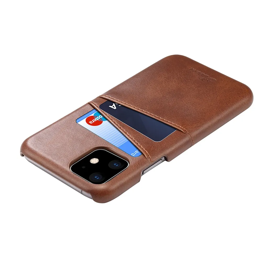 Brown Кожаный чехол с 2 карманами для карт для IPhone 11 чехол для IPhone 11 Pro 11 Pro Max элегантный роскошный чехол защитный чехол 19Sp - Цвет: Brown