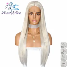 BeautyTown HandTied White Orange Red 1B Heat Resistant Straight Cosplay Celebrity Girl Wedding Party Synthetic Lace Front Wig
