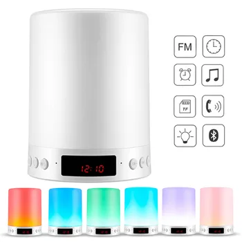 

Night Light with Bluetooth Speaker Bedside Table Lamp Portable Wireless TF Card Bluetooth Speaker Touch Control Color LED
