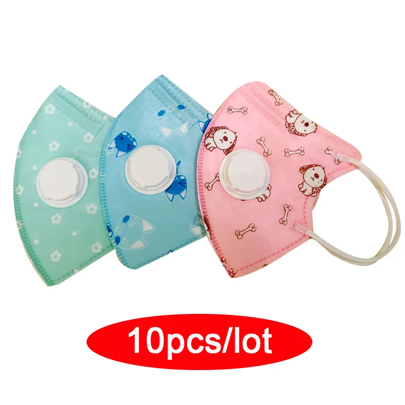 

10pcs n95 children mask for 4-10 years kids with breathing valve 5 layers protection kid mouth mask Anti Dust in stock