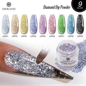 

SAVILAND Diamond Dip Powder Natural Dry No Need Lamp Cured Saver Gel Nail Glitter Powder Nail Art Decoration