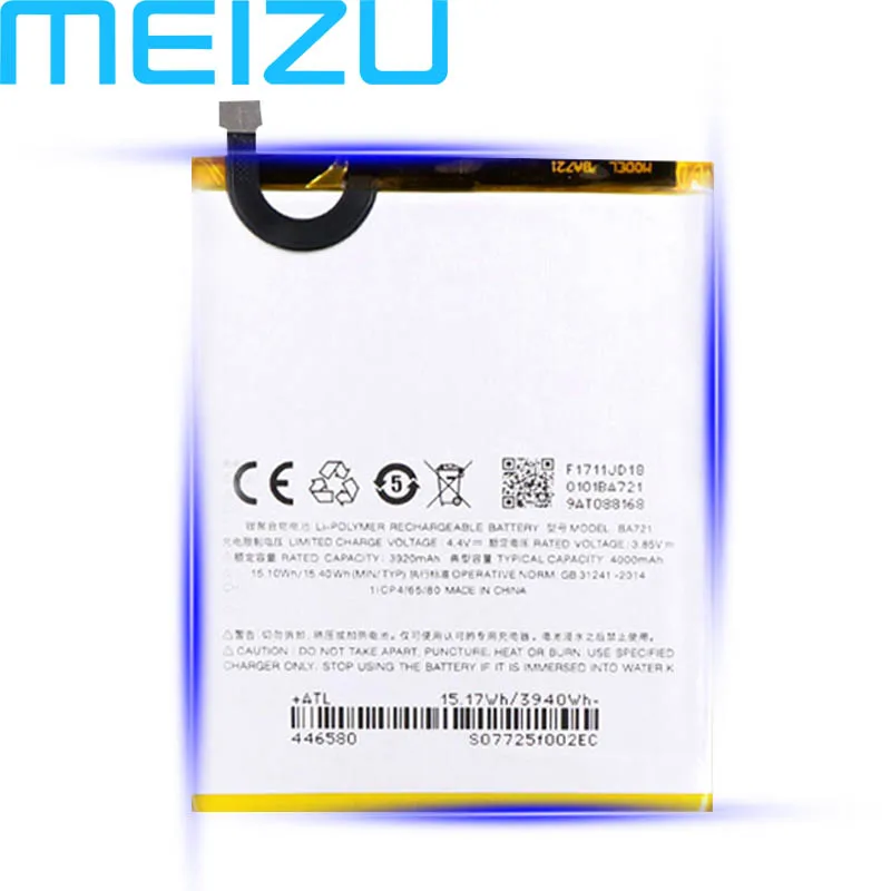 

Meizu 100% Original 4000mAh BA721 Battery For Meizu Meilan Note 6 M6 Smart Phone Latest Production New Battery+Tracking Number