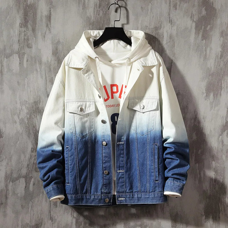 

Autumn Men's New Gradual Personality Jeans Casual Slim Mens Denim Jacket Bomber High Quality Cowboy