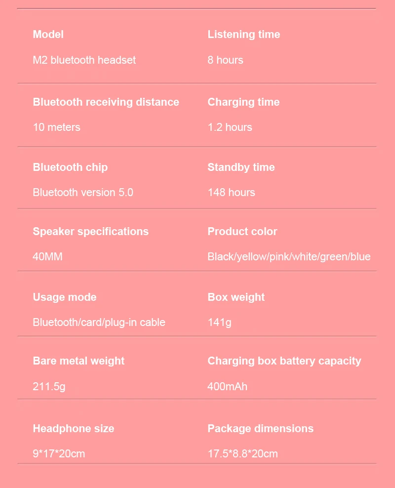 M2 Cat Ear Luminous Head mounted Wireless Bluetooth Headset with Microphone Hands free Support TF Card AUX Play