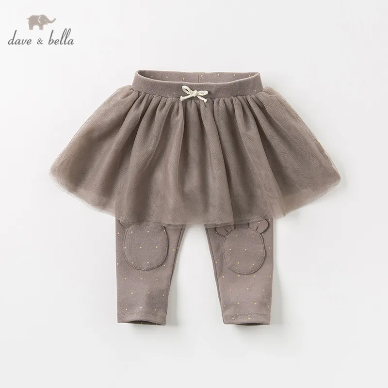 

DBQ11703 dave bella autumn baby girls fashion bow cartoon dots pants children full length kids pants infant toddler trousers