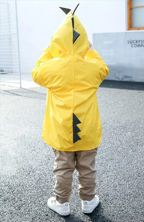 Детский плащ из полиэстера с динозавром; непромокаемое пальто для улицы; непроницаемое пончо для детей; желтая куртка для мальчиков и девочек - Цвет: M