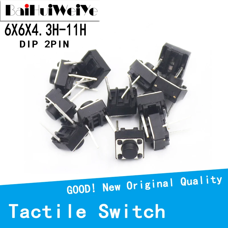 2pin smd type 3x6x5mm tactile tact push button micro switch momentary 3 6 5mm switch 50Pcs Tactile Switch Momentary Tact 6x6x 4.3/5/6/7/8/9/10mm 6*6* 4.3mm 5mm 6mm 7mm 8mm 9mm 10mm 11mm Middle 2Pin For TV/Toys