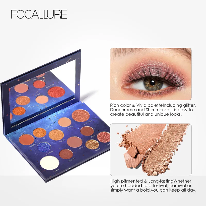 Goede FOCALLURE Constellation Palet 12 Kleuren Oogschaduw Make Up Naakt Kleuren Schaduw Van Palette Glitter Oogschaduw