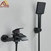 Matte Black Bathtub Faucet Waterfall Shower Faucet Wall Mounted Hot Cold Water Mixer For Bathroom Chrome Bath Shower Faucet 1