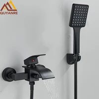 Matte Black Bathtub Faucet Waterfall Shower Faucet Wall Mounted Hot Cold Water Mixer For Bathroom Chrome Bath Shower Faucet 1