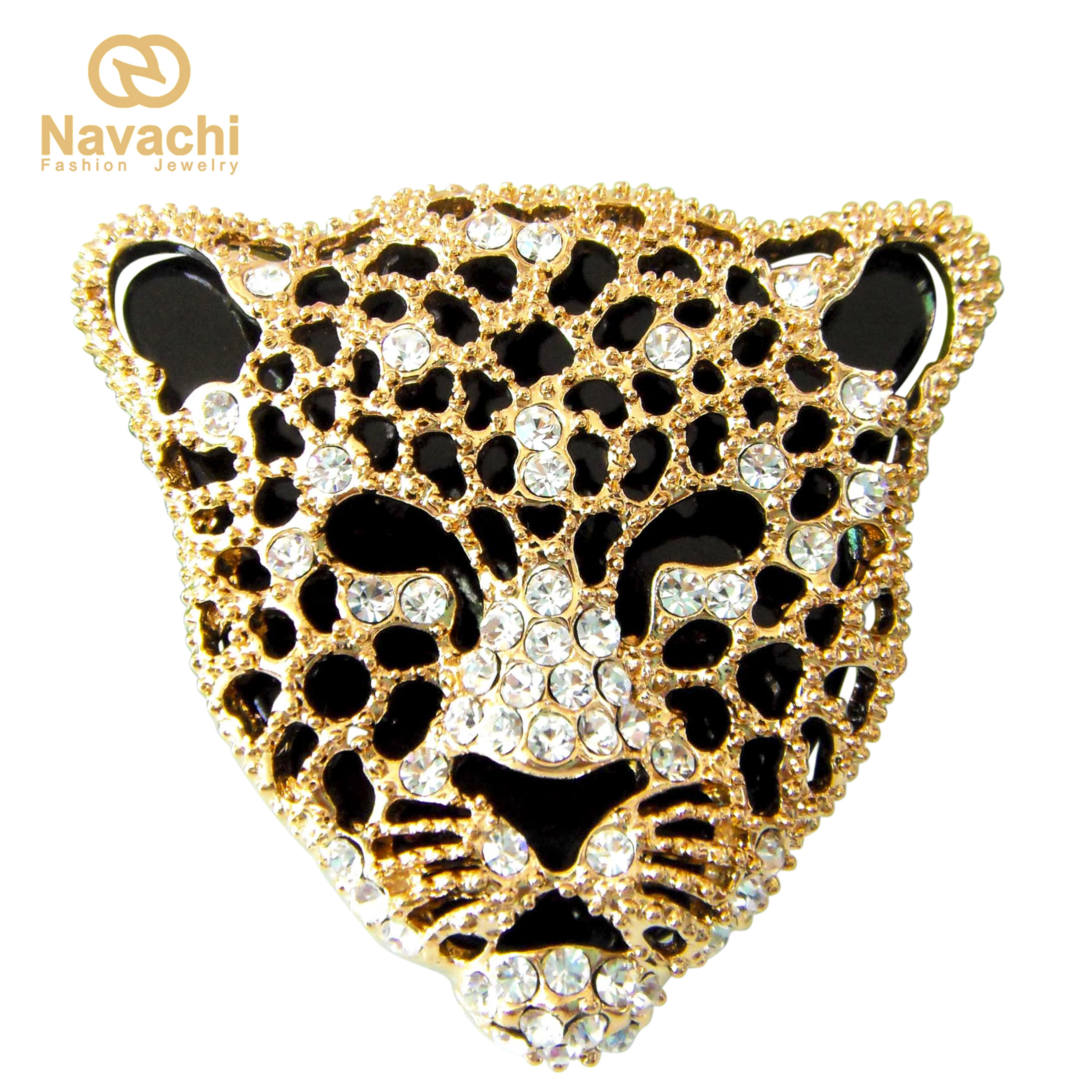 Брошь с эмалью в виде головы леопарда Navachi Cheetah SMT7627|brooch|brooch patternbrooch findings |