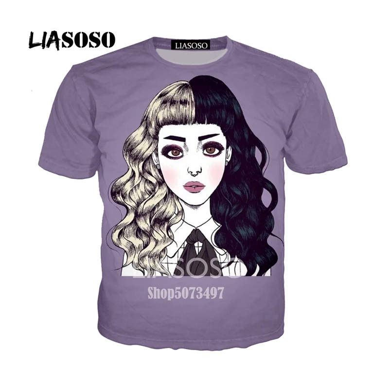 Слоновая кость LIASOSO New 3D Color Printing Singer Melanie Martinez Women Men T-shirt Casusl Fashion Summer O-Neck Short sleeve - Цвет: Слоновая кость