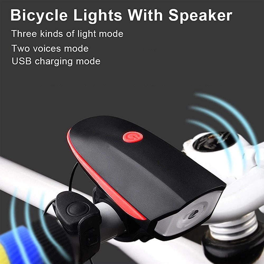 2 IN 1 LED Bike Light With electric Bell trembler buzzers horn switch Cycling Bicycle Lamp Battery Built-in USB Charging