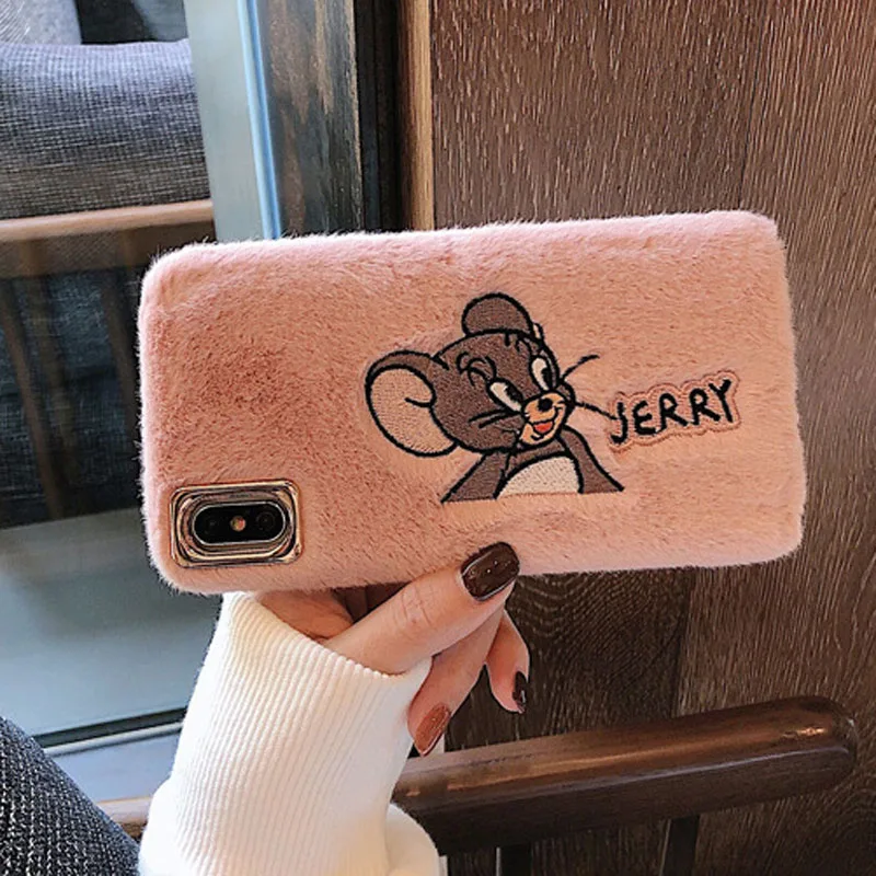 Чехол с роскошным кроличьим ворсом для iPhone 11 Pro XS Max X XR, чехол для телефона, Жесткий Гладкий плюшевый чехол для iPhone 6S 7 8 Plus, чехол s